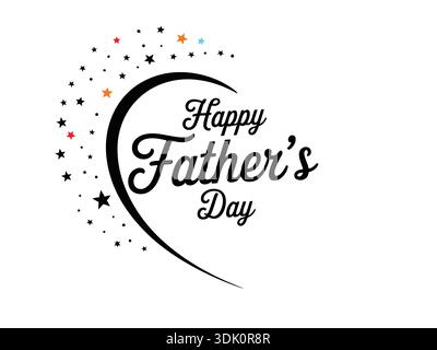 Happy Father’s Day Text with Stars and Crescent Graphic Design Icon Stock Vector