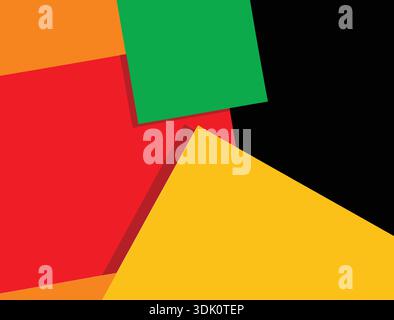 Abstract Geometry with Red Yellow Green and Black Stock Vector