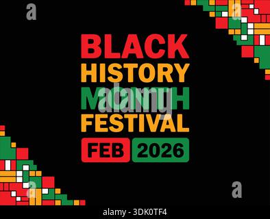 Black History Month Festival February 2026 Modern Typography Banner Stock Vector