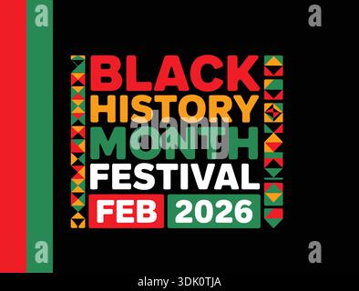 Black History Month Festival February 2026 Modern Typography Banner Stock Vector