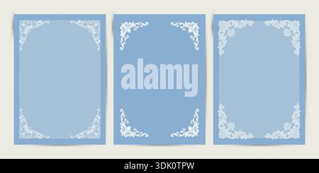 Elegant Lace Frames with floral corners. Card or invitation Vector template. Stock Vector