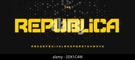 Stencil Bold Font Logo Alphabet Vector English Letters Set Modern Typography, Creative Typographic Design for Title Text, Typo Poster Headline, Type Stock Vector