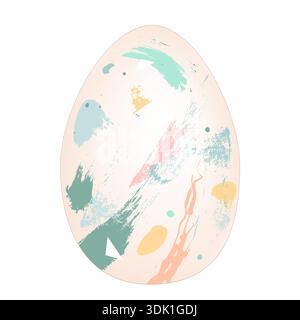 Colorful Easter egg with abstract paintbrush pattern isolated on white background. Vector illustration Stock Vector