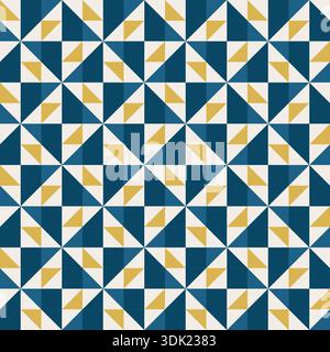 Geometric precision aesthetic, color block tessellation modern seamless vector patterns. Neutral retro colors. Repeatable design for fabric collection Stock Vector