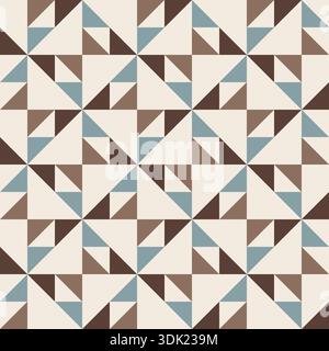Geometric precision aesthetic, color block tessellation modern seamless vector patterns. Neutral retro colors. Repeatable design for fabric collection Stock Vector
