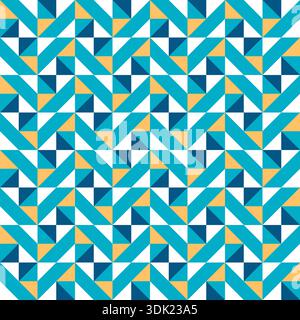 Geometric precision aesthetic, color block tessellation modern seamless vector patterns. Neutral retro colors. Repeatable design for fabric collection Stock Vector