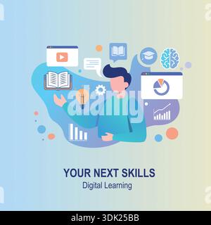 Future Skills and Digital Learning Journey Stock Vector