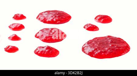 raspberry jam splash or marmalade spot  isolated on white background. raspberry jam isolated on white background. raspberry jam splash isolated. Stock Photo
