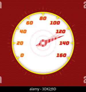 0-160 speedometer. round speedometer. Stock Vector