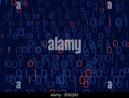 0 and 1 concept on dark blue background. technological digital background. Stock Vector