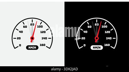 0 to 160 speedometer. speedometer on black background. indicator concept. Stock Vector