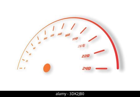 0-240 speedometer. semicircle perspective speedometer. Stock Vector
