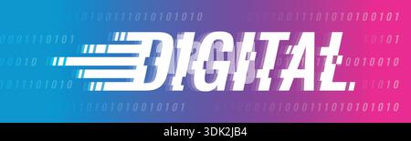 0 and 1 numbers and digital word. gradient digital concept. fast digital logo. Stock Vector