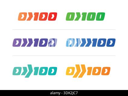 0-100 concept. 0-100 for the world of sports, business, education. 0-100 speed logo. Stock Vector