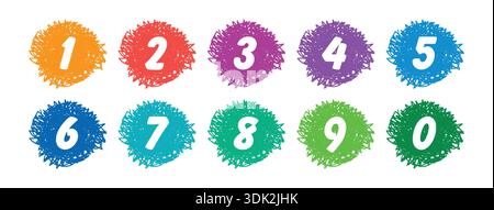 0-9 numbers on a white background, colored numbers Stock Vector