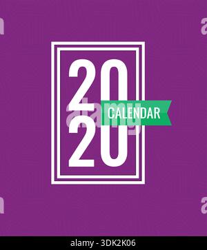 2020 calendar logo concept. 2020 calendar cover design on purple background. 2020 logo. Stock Vector