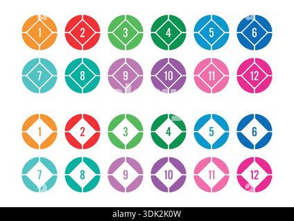 1-12 numbers concept. 1-12 step numbers for business, education, technology world Stock Vector
