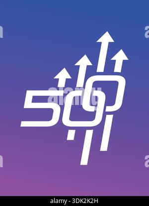100 and up arrow signs concept on magenta-blue background. Stock Vector