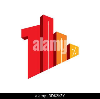 100 percent concept with bar chart. hand drawn 100 percent. Stock Vector