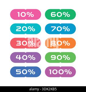 10-100 percent set. ten steps percent concept. 10 step percent buttons for education, business Stock Vector