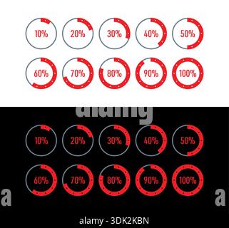 10-20-30-40-50-60-70-80-90-100 percentage numbers. ten-step percentage numbers. 10-100 percentage numbers Stock Vector