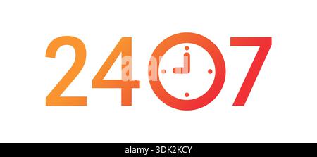 24 hours, 7 days a week logo. 247 logo. 247 concept for markets, stores, and the shopping world Stock Vector
