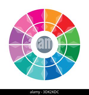 12-step wheel on a white background. colored 1-12 wheel Stock Vector