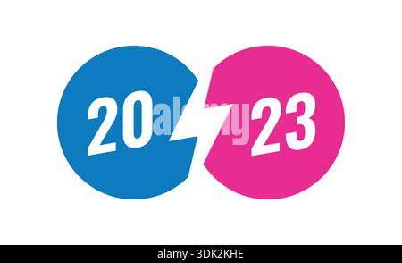 2023 concept in two circles. lightning symbol and 2023. Stock Vector