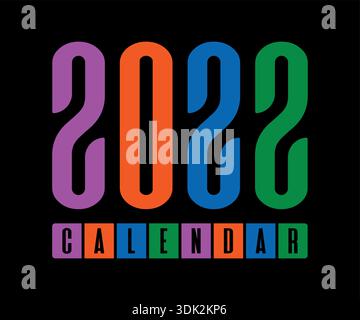 2022 calendar logo on black background. Stock Vector