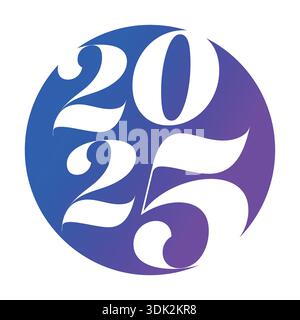 2025 logo in circle. blue-purple 2025 concept. 2025 concept for calendar, agenda, annual report Stock Vector