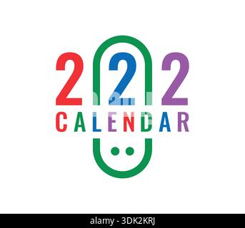 2022 calendar logo on white background. colorful 2022 calendar. Stock Vector