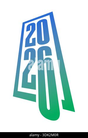 2026 concept in perspective frame. 2026 logo for business, education, economic world.. Stock Vector
