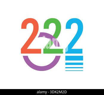 2022 logo on white background. colorful 2022. Stock Vector