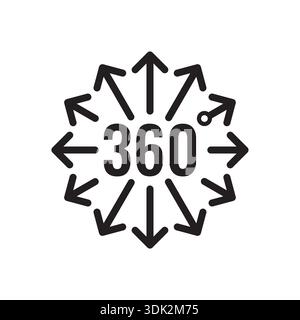 360 degrees logo. 360 degrees and arrow signs. Stock Vector