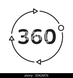 360 degrees inside rotating arrow signs. 360 degree logo. 360 degree concept for business. Stock Vector