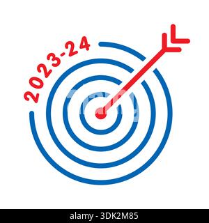 2023-24 blue dart and red arrow sign. darts concept. Stock Vector