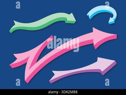 3d arrow signs. 3d arrow sign set. different arrow signs. Stock Vector