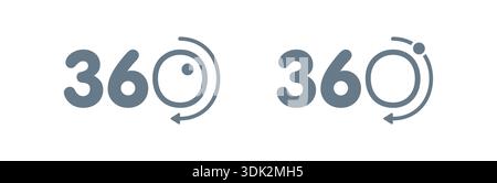 360 degree logo on white background. gray 360 degrees. Stock Vector