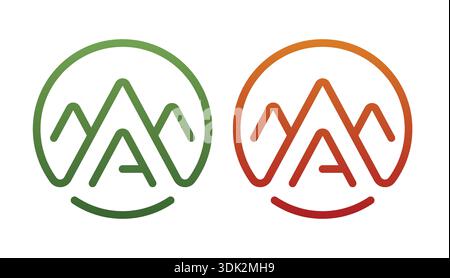 a letter vector logo. a letter vector logo and mountain symbol. a letter logo and outdoor. Stock Vector