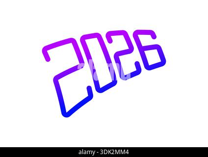 2026 logo. hand drawn perspective 2026 concept. 2026 concept for agenda, calendar, annual report Stock Vector