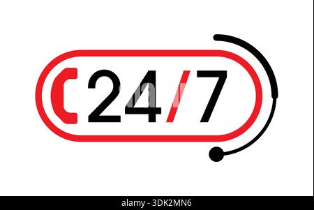 24-7 logo for call center. 24-7 logo for business. Stock Vector