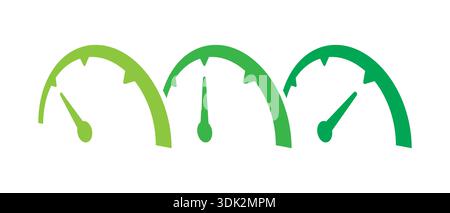 3 step semicircle speedometer. perspective indicator concept Stock Vector
