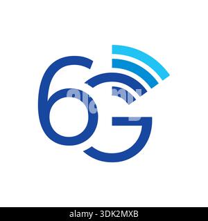 6G logo on white background. 6G logo concept. 6G concept for business, technology, education world Stock Vector