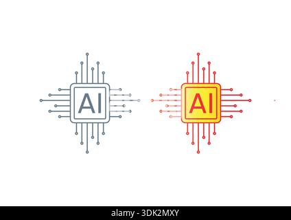 AI concept in vector processor. artificial intelligence concept Stock Vector