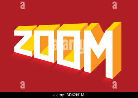 3D zoom. perspective zoom word on white background Stock Vector