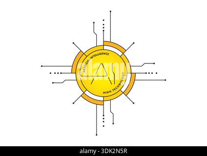 AI concept on white background. round electronic designs and artificial intelligence Stock Vector