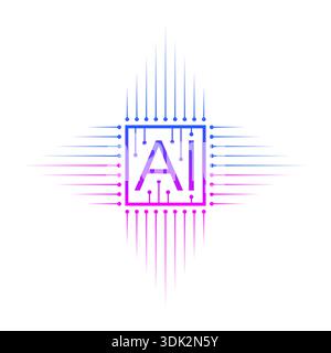 AI logo with computer processor. artificial intelligence Stock Vector