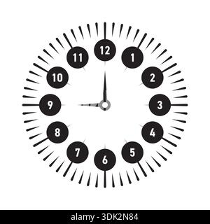 analog wall clock with numbers. wall clock face. analog clock concept for business, education world Stock Vector