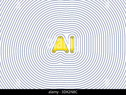 AI logo in thin circles. artificial intelligence concept. Stock Vector