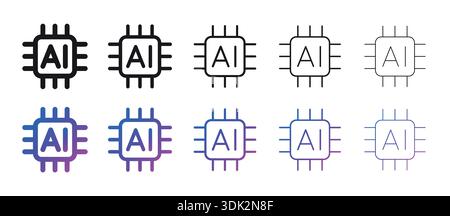 AI concept with chip on white background. Computer chip and AI logo. Stock Vector